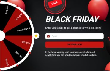Black Friday spin-to-win wheel popup with email signup